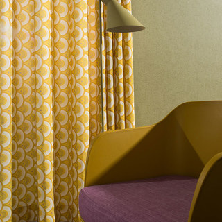 Hello Sunshine Modern Art Deco Yellow Floral Curtain 2
