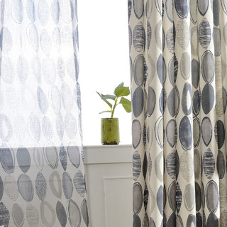 Infinity Blue Grey Modern Geometric Sheer Curtain 4