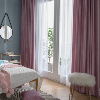 Microfibre Pale Dusky Violet Pink Velvet Curtain