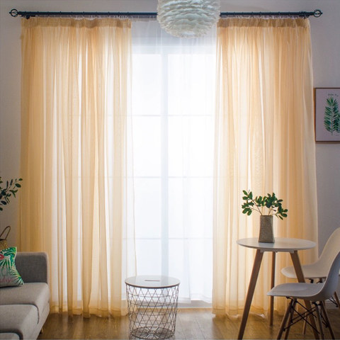 Smarties Champagne Yellow Soft Sheer Curtain 1