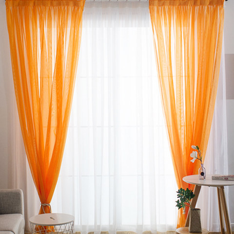 Smarties Orange Soft Sheer Curtain 1