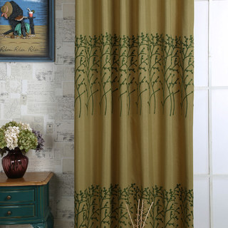Trees of the Four Seasons Yellow Olive Green Curtain 5