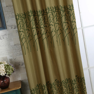 Trees of the Four Seasons Yellow Olive Green Curtain 4