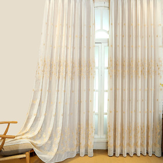 Lined Sheer Curtain Touch Of Grace Beige Embroidered Sheer Curtain with Cream Lining