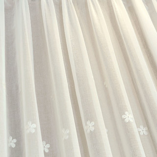 Lined Sheer Curtain Touch Of Grace White Embroidered Sheer Curtain with Cream Lining 3