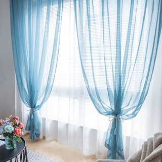 Luxe Teal Blue Sheer Curtain