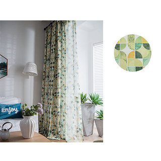 Vigor Multi Color Mid Century Modern Green Geometric Sheer Curtains 4