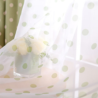 Classic Green Polka Dot Sheer Curtain 1