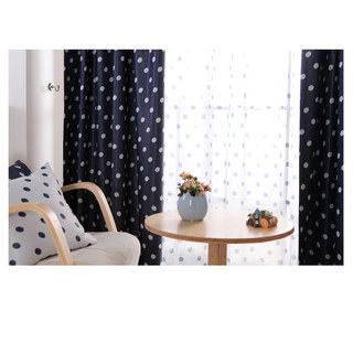 Classic Navy Blue Polka Dot Sheer Curtain 3