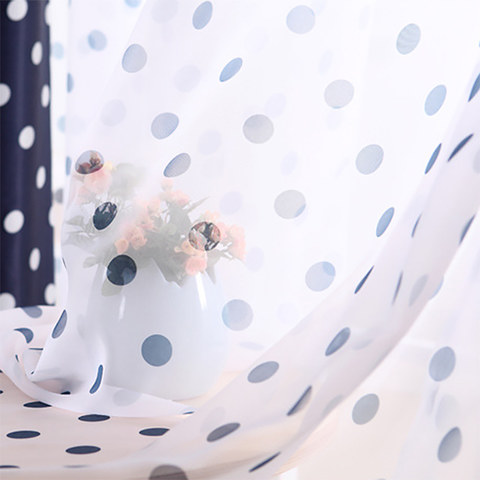 Classic Navy Blue Polka Dot Sheer Curtain 1