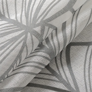 Lush Palm Tree Paradise Grey Semi Sheer Curtain