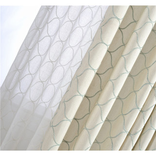 Wave Some Magic Embroidered Morrocan Botanic Trellis Creamy White Sheer Curtain 7