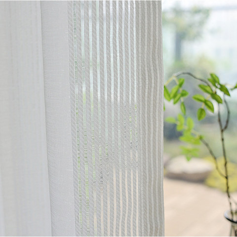 White Lines Semi Sheer Curtain, Can You Line Voile Curtains
