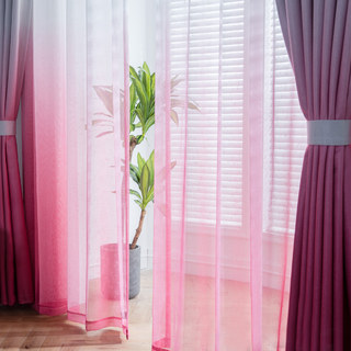 The Perfect Blend Ombre Pink Textured Sheer Curtain 1