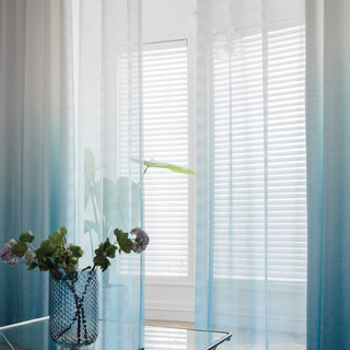 The Perfect Blend Ombre Turquoise Blue Textured Sheer Curtain