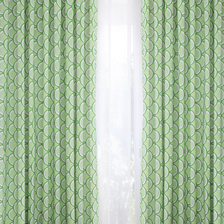Hello Sunshine Modern Art Deco Green Floral Curtain