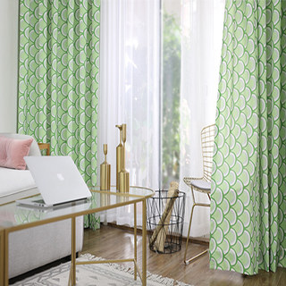 Hello Sunshine Modern Art Deco Green Floral Curtain 3