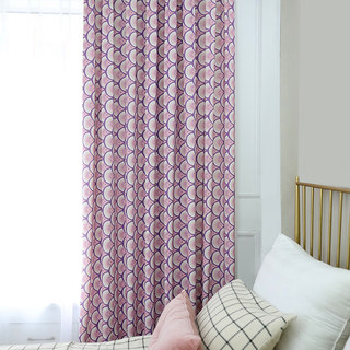 Hello Sunshine Modern Art Deco Pink Floral Curtain