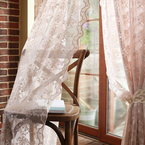 Lace Curtain Posey Pastel Pink Net Curtains
