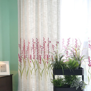 Spring Lupins Pink and Cream Floral curtains