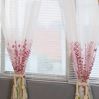 Spring Lupins Pink Floral Sheer curtains 2