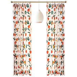 Sweet As A Peach Linen Style Print Curtain 5