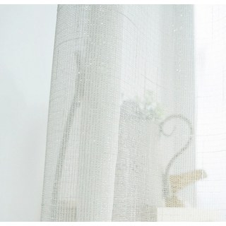 Subtle Silver Textured Sheen White Sheer Curtain