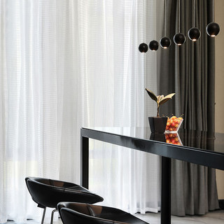 Tide Luxury Horizontal Striped White Sheer Curtain 4