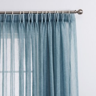 Daytime Textured Weaves Dusky Blue Sheer Curtain 3