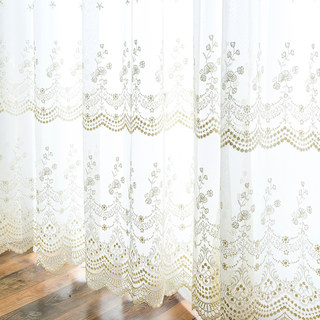 Royally Gold Intricate Detailed Embroidered Sheer Curtain