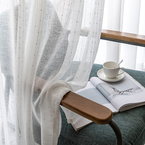 Silver Sequin Twinkle Striped White Sheer Curtain 1