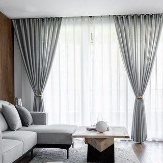 The Bright Side Light Grey Heavy Sheer Curtain