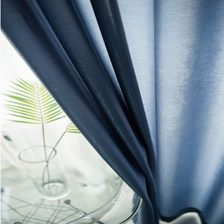 Silk Road Textured Navy Blue Chiffon Sheer Curtain 6