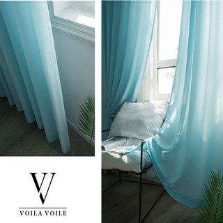 Silk Road Baby Blue Textured Chiffon Sheer Curtain 3