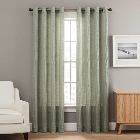 Candy Crushed Voile Sheer Curtain Green Colour 1