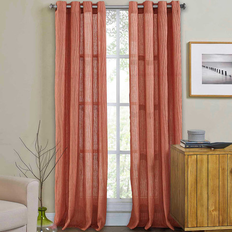 Candy Crushed Voile Sheer Curtain Terracotta Colour 1