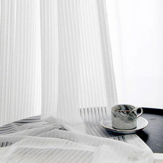 Sun Rays Bold Striped White Sheer Curtain 2