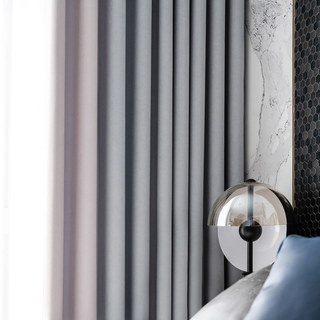 Two Tone Ribbed Textured Light Grey and Blush Pink Blackout Curtain
