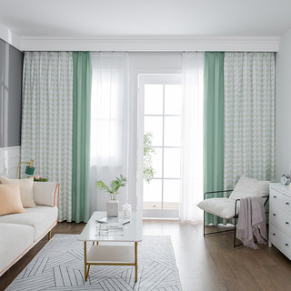 Cozy Mood Mid Century Modern Leaf Pattern Lightweight Mint Green Curtain 6