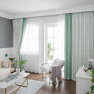 Cozy Mood Mid Century Modern Leaf Pattern Lightweight Mint Green Curtain 5