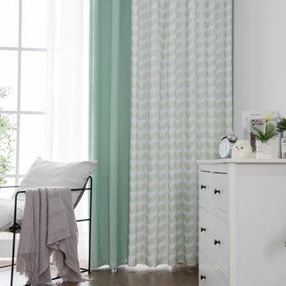 Cozy Mood Mid Century Modern Leaf Pattern Lightweight Mint Green Curtain 2