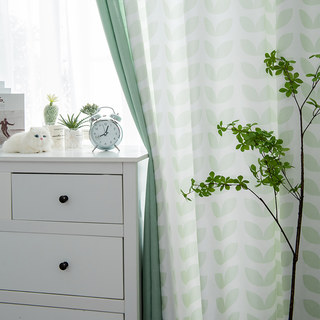 Cozy Mood Mid Century Modern Leaf Pattern Lightweight Mint Green Curtain 8