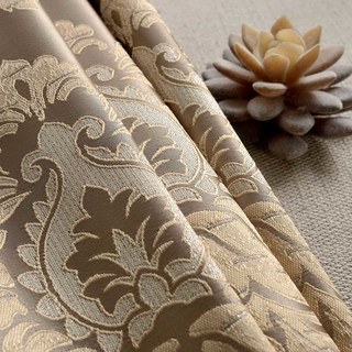 Demure Florals Damask Jacquard Brown Curtain 2