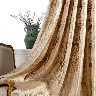 Demure Florals Damask Jacquard Brown Curtain 8