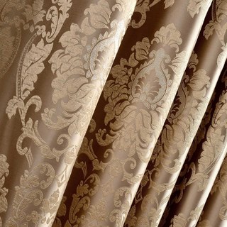 Demure Florals Damask Jacquard Brown Curtain 4