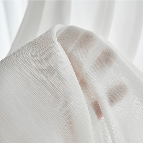 Pinstripes White Crushed Voile Sheer Curtain 1