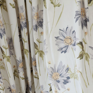Bringing the Garden Indoors Grey Daisy Cotton Floral Jute Style Curtain