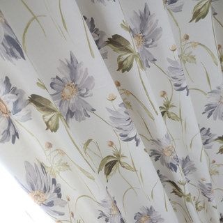 Bringing the Garden Indoors Grey Daisy Cotton Floral Jute Style Curtain 4