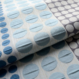 Obsessed with Polka Dots Modern 3D Jacquard Blue & Grey Geometric Patterned Curtain 14