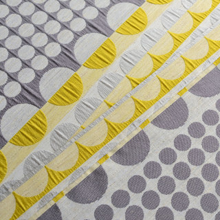 Obsessed with Polka Dots Modern 3D Jacquard Yellow Charcoal Grey Geometric Patterned Curtain 12